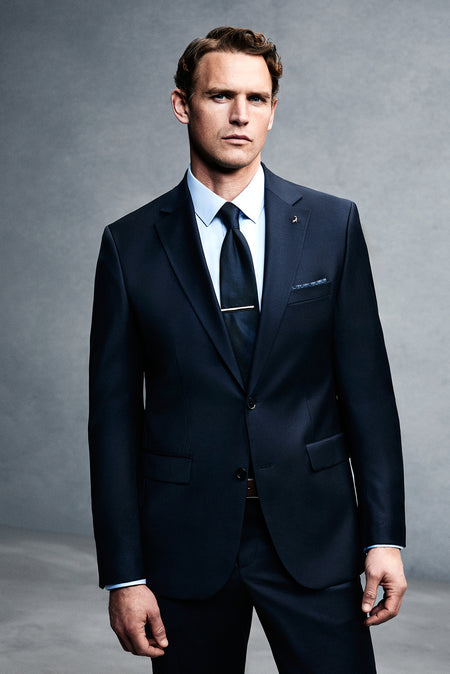 Koyu Lacivert 7 Drop Slim Fit Dar Kesim Yünlü Takım Elbise