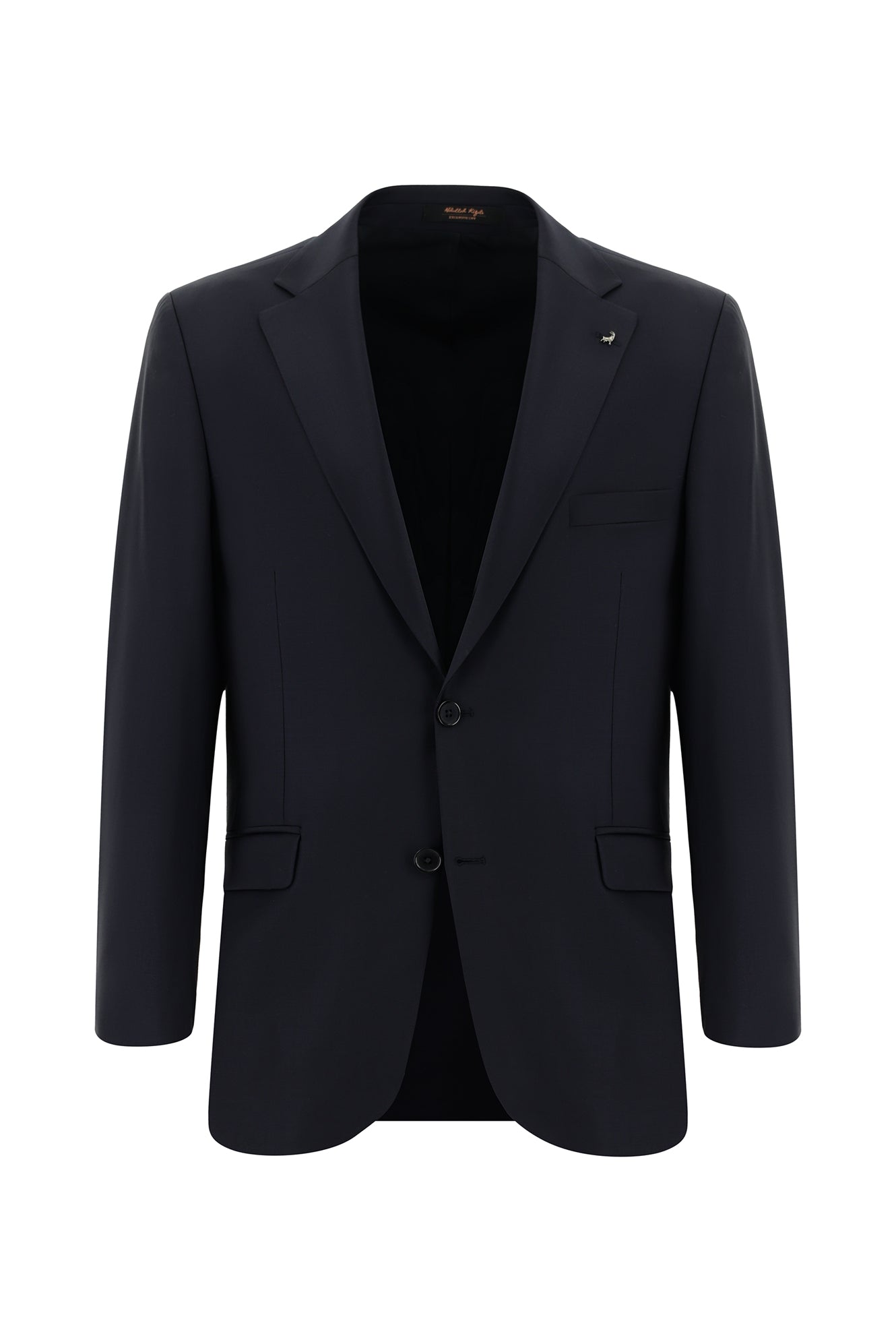 Koyu Lacivert Regular Long Fit Uzun Klasik Kesim Yünlü Klasik Takım Elbise