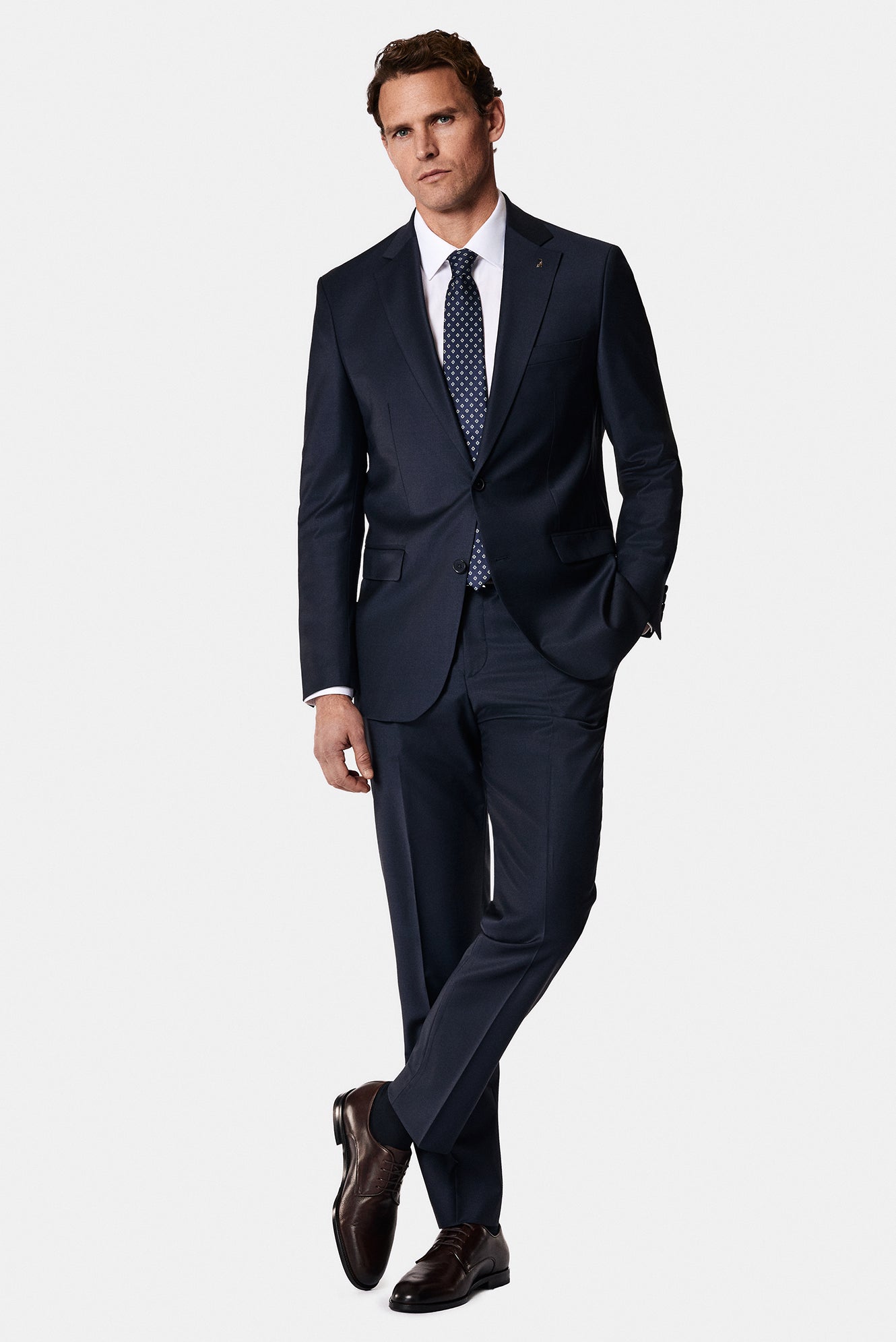 Koyu Lacivert 7 Drop Slim Fit Dar Kesim Yünlü Takım Elbise