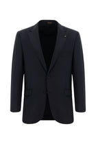 Koyu Lacivert Slim Fit Dar Kesim Yünlü Klasik Takım Elbise