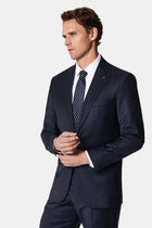 Koyu Lacivert 7 Drop Slim Fit Dar Kesim Yünlü Takım Elbise