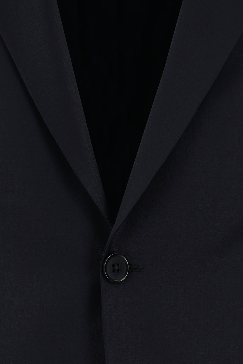 Koyu Lacivert Slim Fit Dar Kesim Yünlü Klasik Takım Elbise