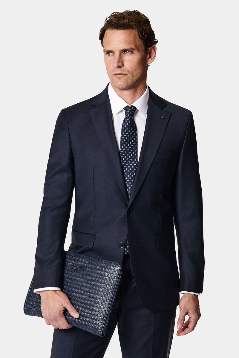 Koyu Lacivert 7 Drop Slim Fit Dar Kesim Yünlü Tak?m Elbise-Abdullah Ki??l?