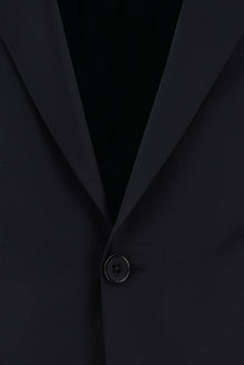 Koyu Lacivert Slim Fit Dar Kesim Yünlü Klasik Takım Elbise
