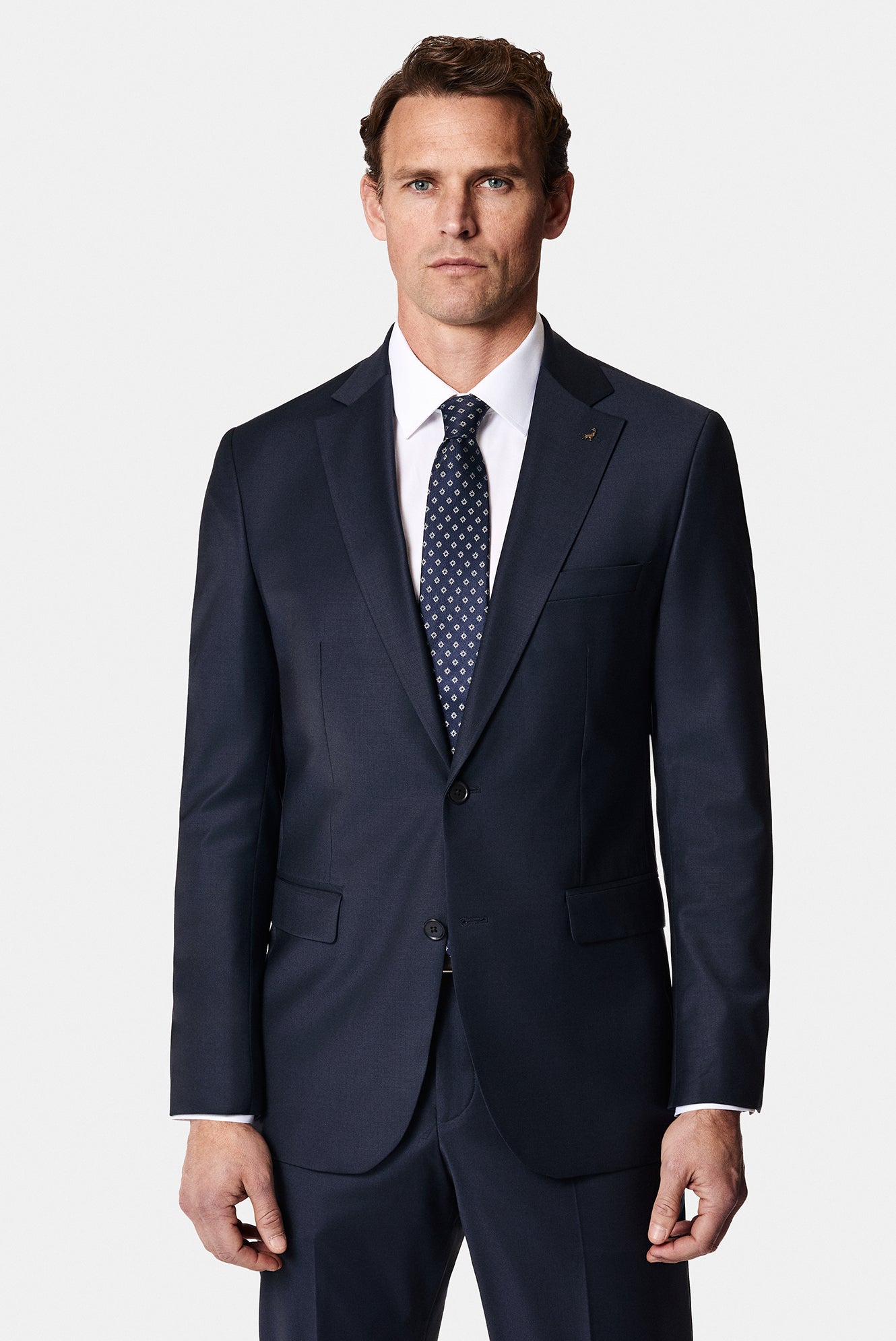 Koyu Lacivert 8 Drop Long Slim Fit Uzun Dar Kesim Yünlü Tak?m Elbise-Abdullah Ki??l?