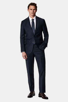 Koyu Lacivert 8 Drop Long Slim Fit Uzun Dar Kesim Yünlü Tak?m Elbise-Abdullah Ki??l?