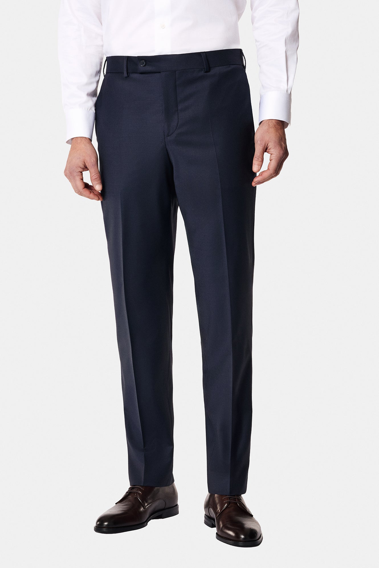 Koyu Lacivert 7 Drop Slim Fit Dar Kesim Yünlü Takım Elbise