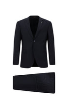 Siyah Lacivert Super Slim Fit Ekstra Dar Kesim Yünlü Klasik Takım Elbise