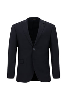 Siyah Lacivert Regular Fit Yünlü Klasik Takım Elbise