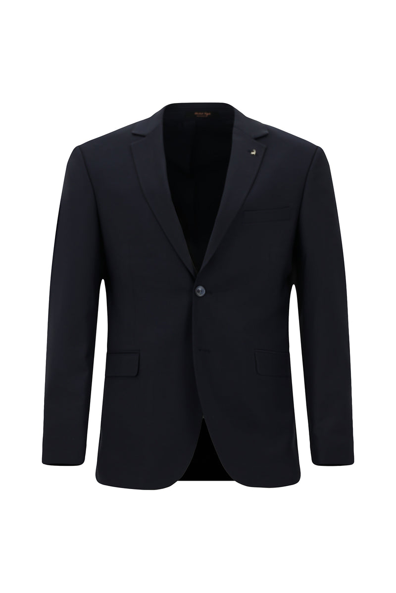 Siyah Lacivert Slim Fit Dar Kesim Yünlü Klasik Takım Elbise