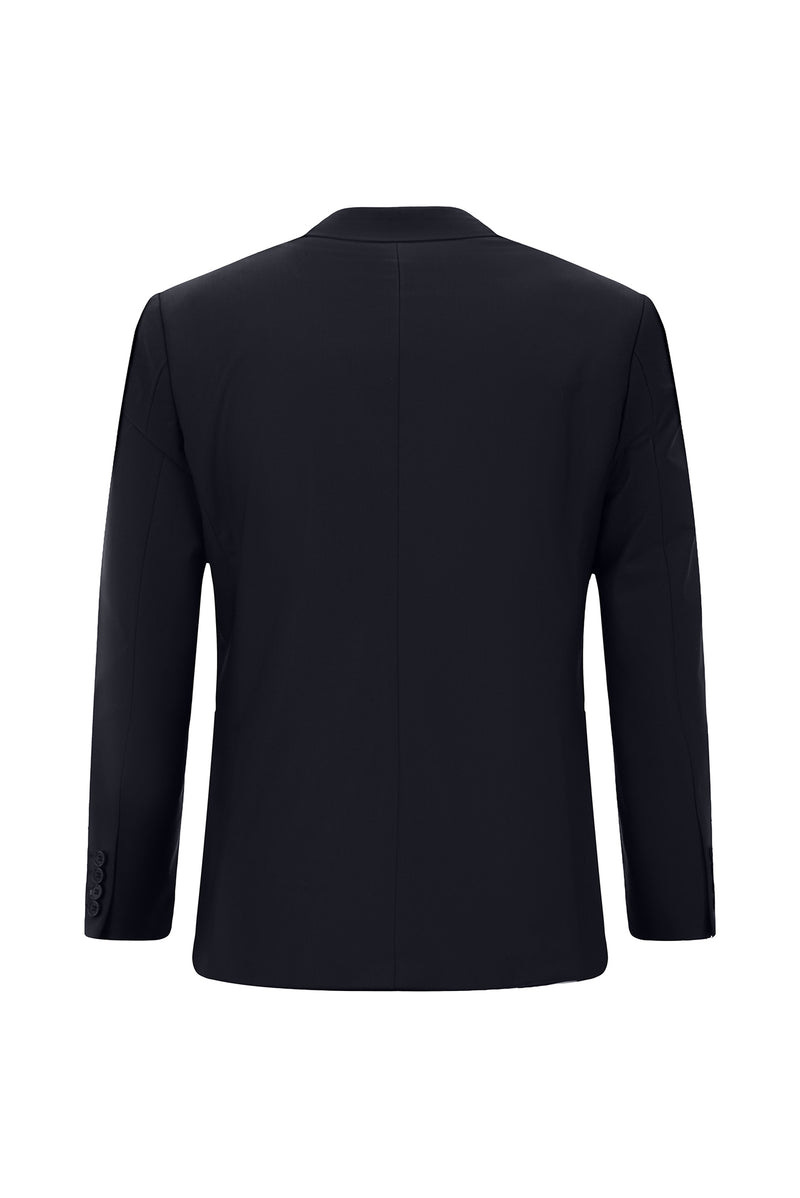 Siyah Lacivert Slim Fit Dar Kesim Yünlü Klasik Takım Elbise