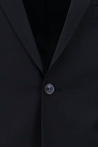 Siyah Lacivert Super Slim Fit Ekstra Dar Kesim Yünlü Klasik Takım Elbise