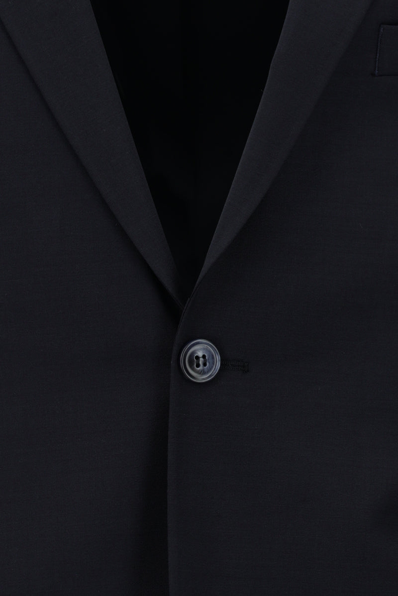Siyah Lacivert Slim Fit Dar Kesim Yünlü Klasik Takım Elbise