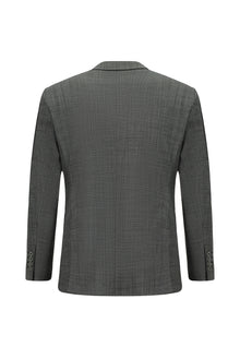 Koyu Füme Regular Fit Klasik Desenli Yünlü Takım Elbise