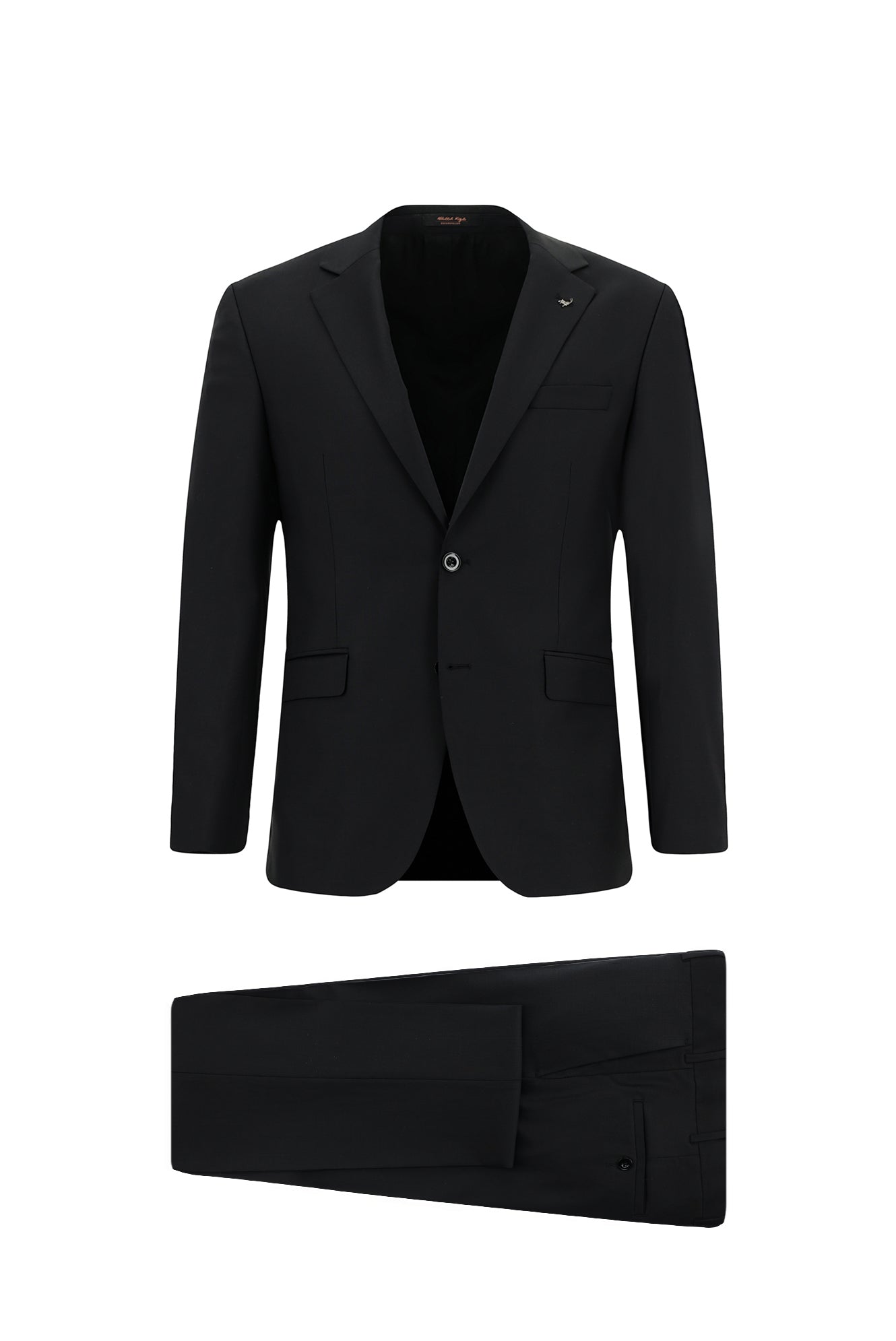 Siyah Slim Fit Dar Kesim Klasik Desenli Yünlü Takım Elbise