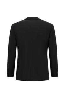 Siyah Slim Fit Dar Kesim Klasik Desenli Yünlü Takım Elbise