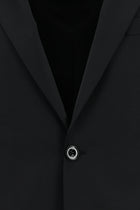 Siyah Slim Fit Dar Kesim Klasik Desenli Yünlü Takım Elbise