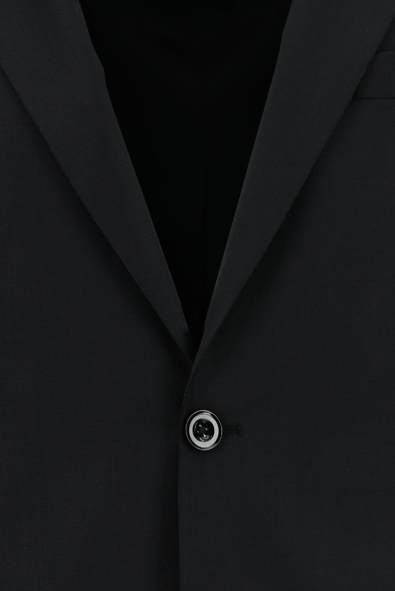 Siyah Slim Fit Dar Kesim Klasik Desenli Yünlü Takım Elbise