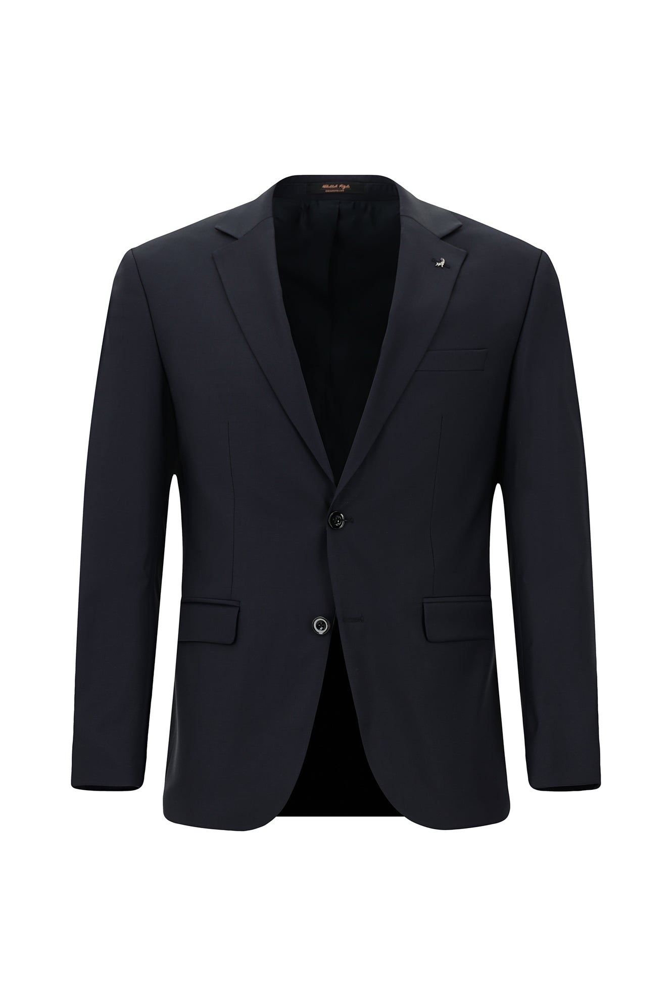 Koyu Lacivert Slim Fit Dar Kesim Klasik Desenli Yünlü Takım Elbise