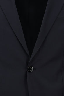 Koyu Lacivert Slim Fit Dar Kesim Klasik Desenli Yünlü Takım Elbise
