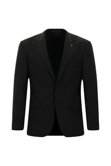 Siyah Çantalı Flex Suit Yünlü Klasik Takım Elbise