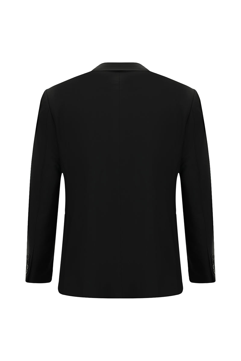 Siyah Regular Fit Mono Yaka Yünlü Klasik Tak?m Elbise-Abdullah Ki??l?