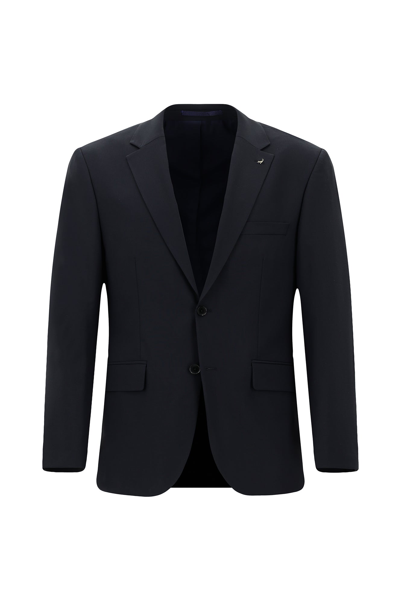 Koyu Lacivert Regular Fit Mono Yaka Yünlü Klasik Tak?m Elbise-Abdullah Ki??l?