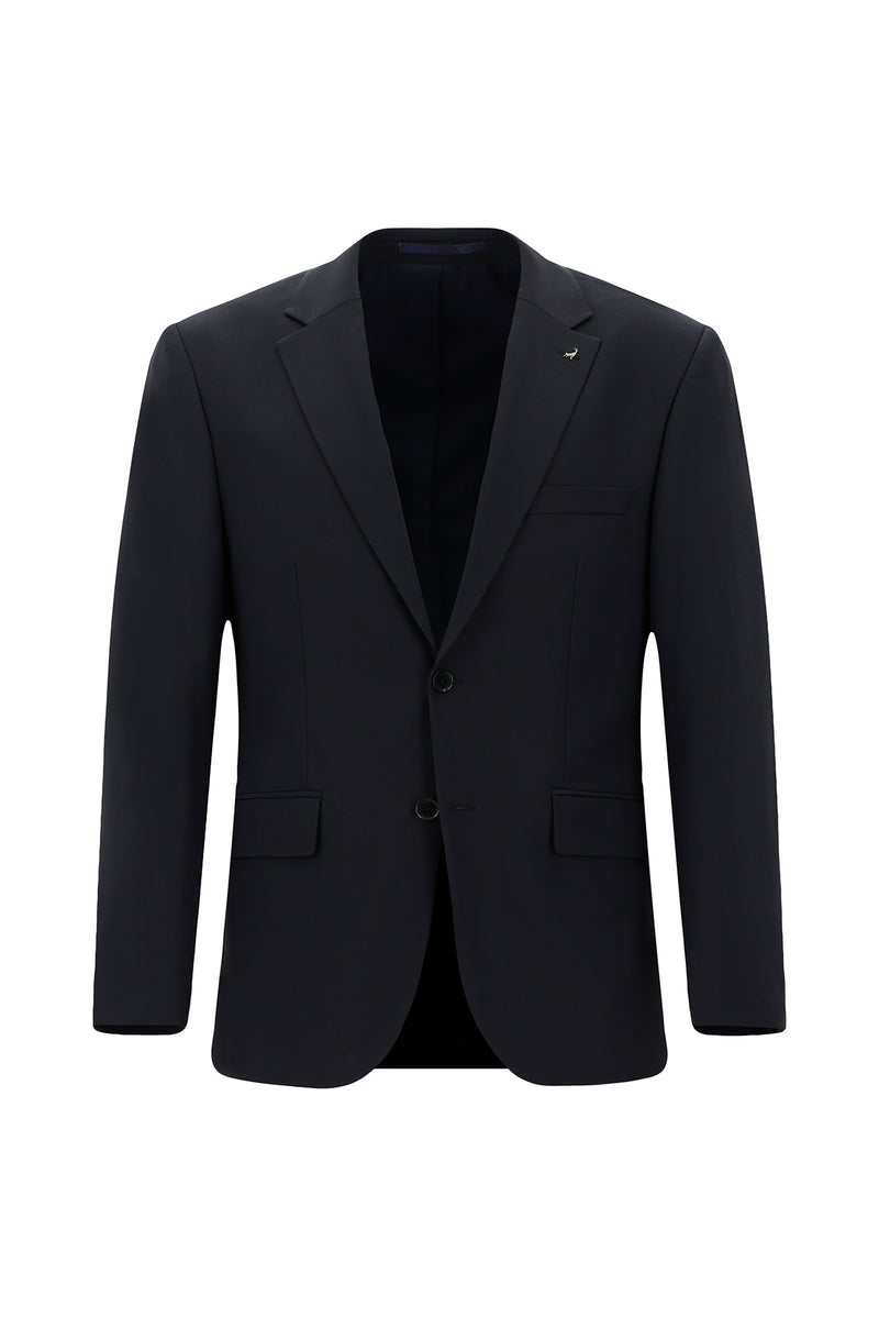 Koyu Lacivert Regular Fit Mono Yaka Yünlü Klasik Tak?m Elbise-Abdullah Ki??l?