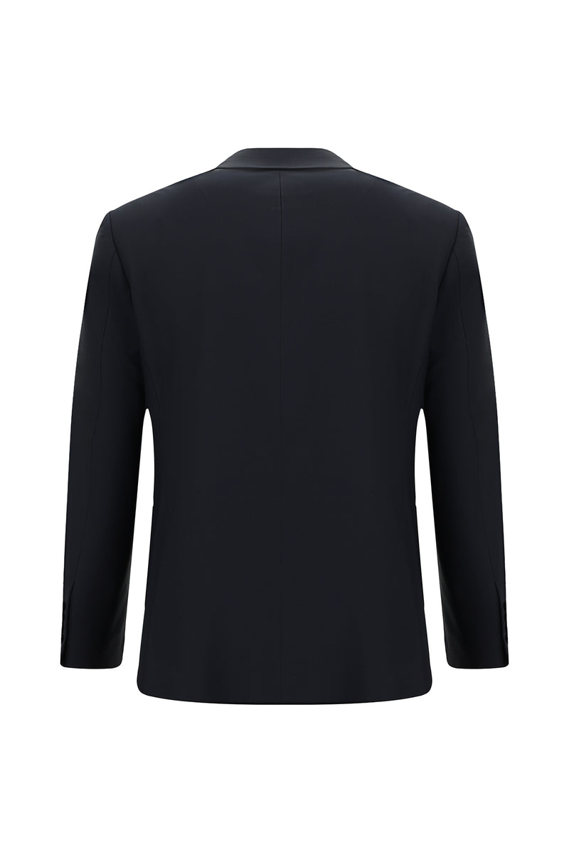 Koyu Lacivert Regular Fit Mono Yaka Yünlü Klasik Tak?m Elbise-Abdullah Ki??l?