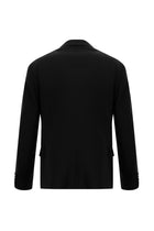 Siyah Regular Fit Kruvaze Yünlü Takım Elbise