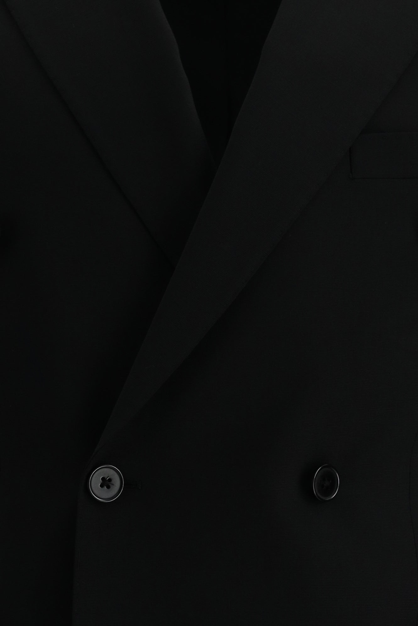 Siyah Regular Fit Kruvaze Yünlü Takım Elbise