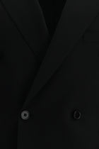 Siyah Regular Fit Kruvaze Yünlü Takım Elbise