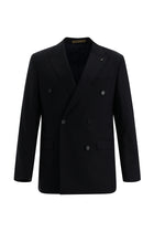 Koyu Lacivert Slim Fit Dar Kesim Kruvaze Yünlü Takım Elbise