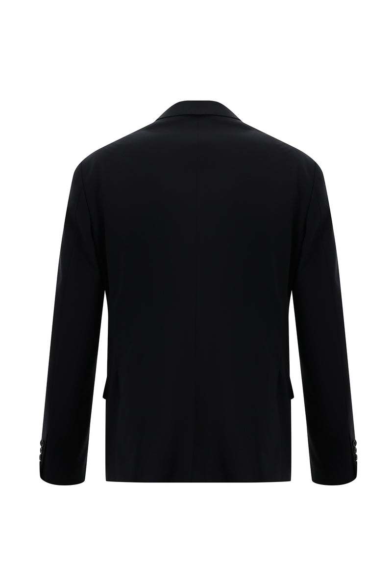 Koyu Lacivert Slim Fit Dar Kesim Kruvaze Yünlü Takım Elbise