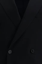 Koyu Lacivert Slim Fit Dar Kesim Kruvaze Yünlü Takım Elbise