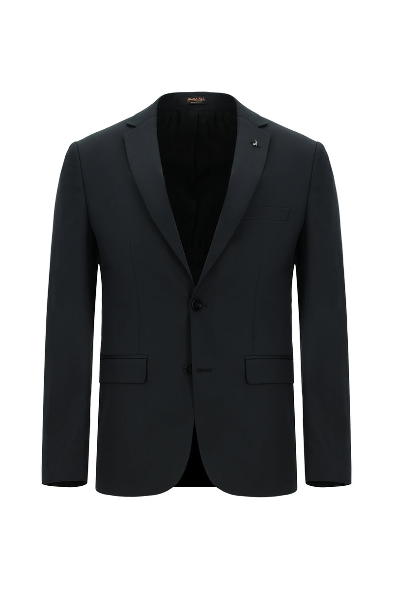 Siyah 7 Drop Super Slim Fit Eksra Dar Kesim Lyocell Kar???ml? Tak?m Elbise-Abdullah Ki??l?