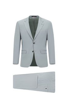 Açık Gri Super Slim Fit Ekstra Dar Kesim Lyocell Karışımlı Klasik Takım Elbise