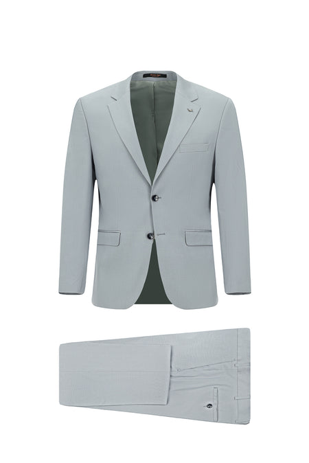 Açık Gri Relaxed Fit Rahat Kesim Lyocell Karışımlı Klasik Takım Elbise