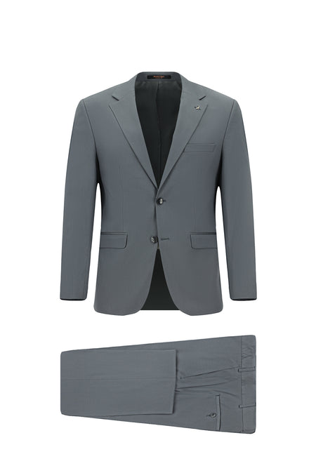 Orta Füme Relaxed Fit Rahat Kesim Lyocell Karışımlı Klasik Takım Elbise