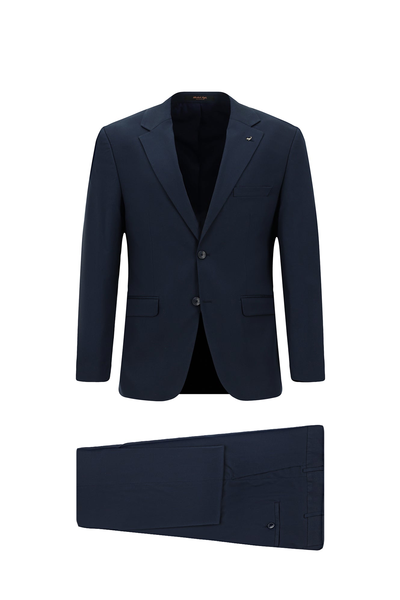 Koyu Lacivert 7 Drop Super Slim Fit Eksra Dar Kesim Lyocell Kar???ml? Tak?m Elbise-Abdullah Ki??l?