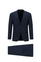 Koyu Lacivert 7 Drop Super Slim Fit Eksra Dar Kesim Lyocell Kar???ml? Tak?m Elbise-Abdullah Ki??l?