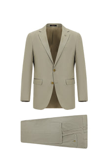 Koyu Bej Regular Fit Lyocell Karışımlı Klasik Takım Elbise