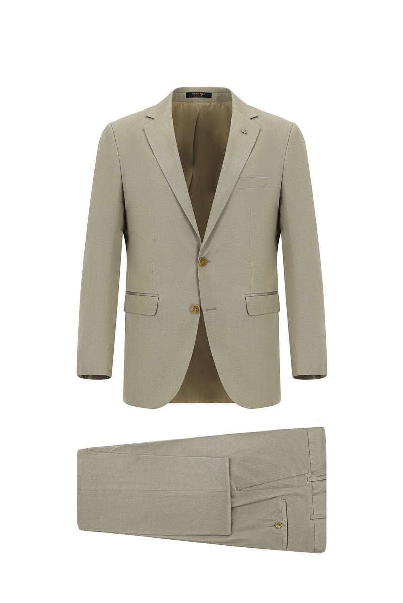 Koyu Bej Relaxed Fit Rahat Kesim Lyocell Karışımlı Klasik Takım Elbise