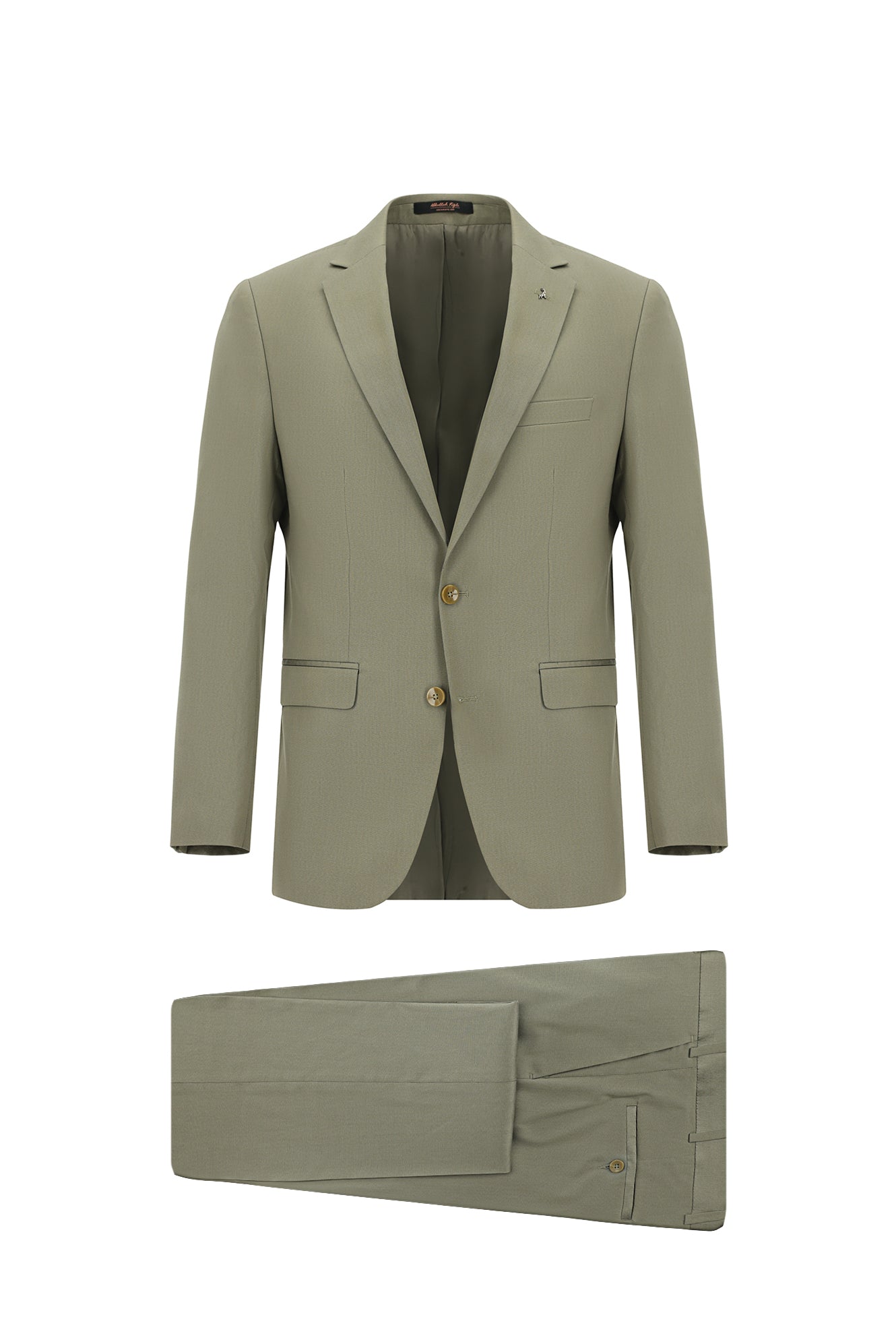 Aç?k Haki 7 Drop Super Slim Fit Eksra Dar Kesim Lyocell Kar???ml? Tak?m Elbise-Abdullah Ki??l?