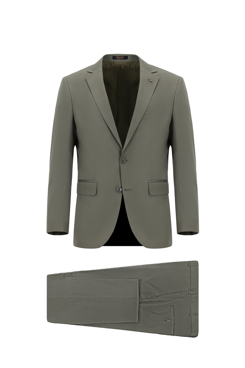 Koyu Haki Super Slim Fit Ekstra Dar Kesim Lyocell Karışımlı Klasik Takım Elbise