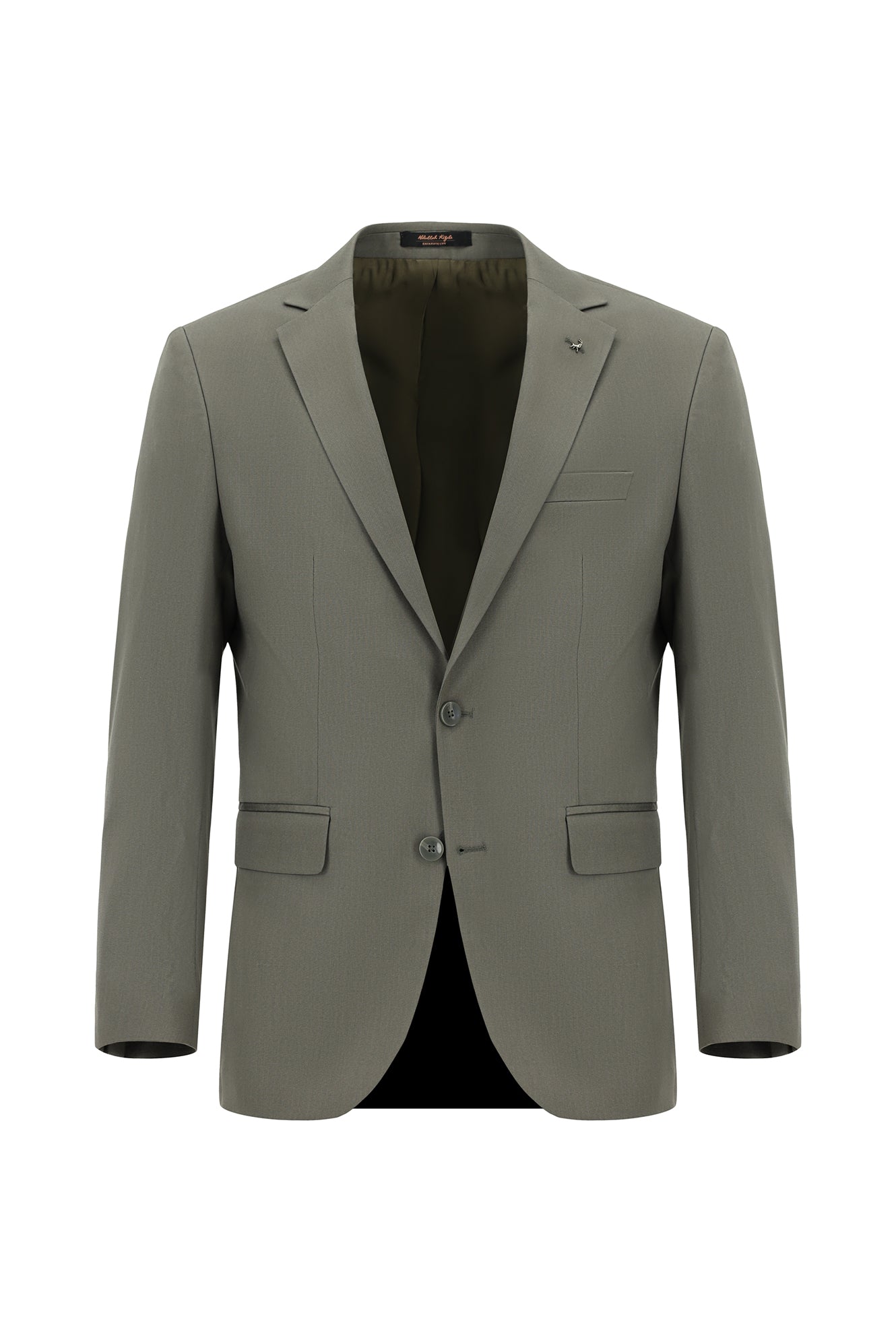 Koyu Haki 7 Drop Super Slim Fit Eksra Dar Kesim Lyocell Kar???ml? Tak?m Elbise-Abdullah Ki??l?