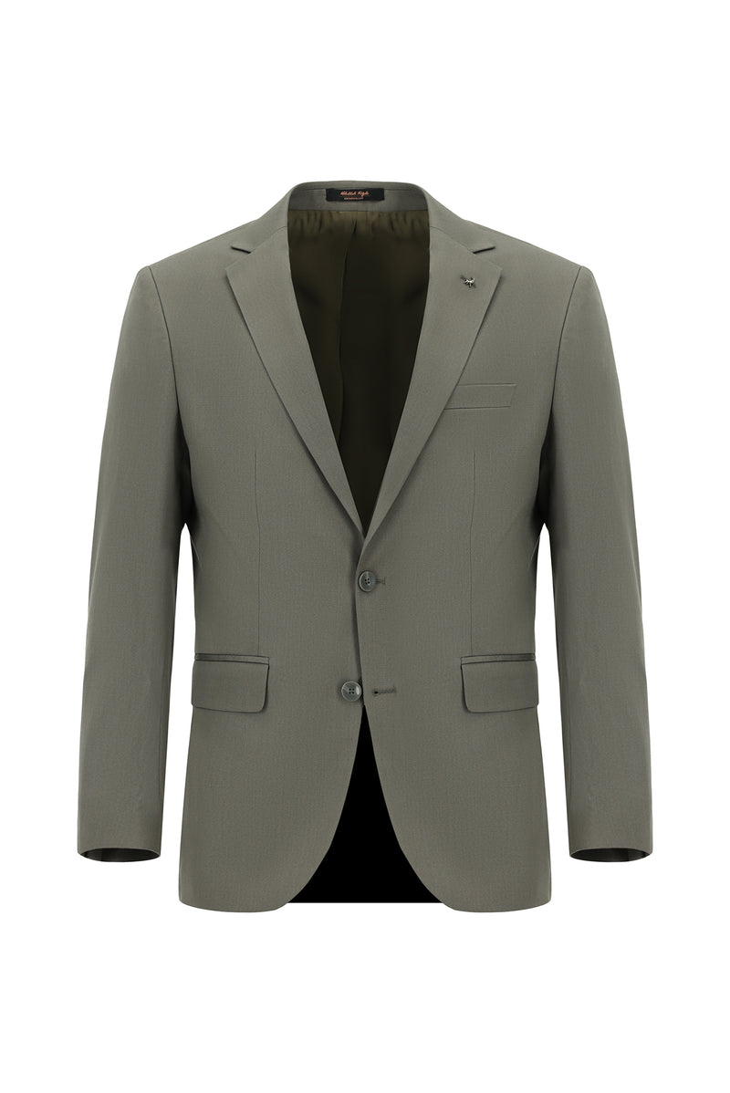 Koyu Haki 7 Drop Super Slim Fit Eksra Dar Kesim Lyocell Kar???ml? Tak?m Elbise-Abdullah Ki??l?