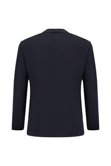 Koyu Lacivert Relaxed Fit Rahat Kesim Klasik Desenli Yün Takım Elbise