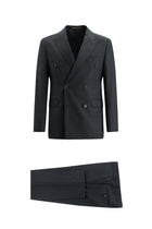 Koyu Füme Slim Fit Dar Kesim Kruvaze Desenli Yün Takım Elbise