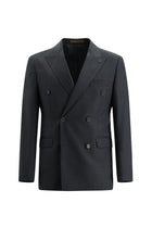 Koyu Füme Regular Fit Kruvaze Desenli Yün Takım Elbise